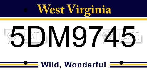 5DM9745 West Virginia License Plate