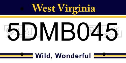 5DMB045 West Virginia License Plate