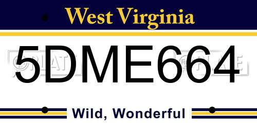 5DME664 West Virginia License Plate