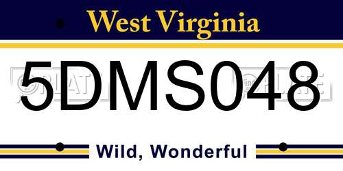 5DMS048 West Virginia License Plate