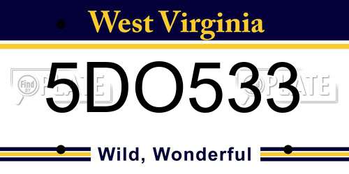 5DO533 West Virginia License Plate