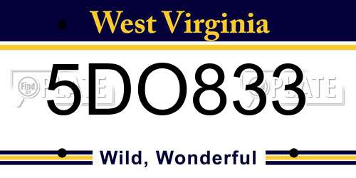 5DO833 West Virginia License Plate