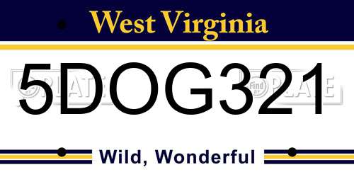 5DOG321 West Virginia License Plate