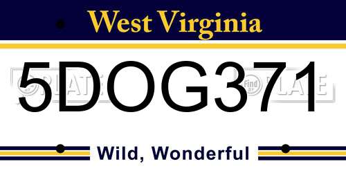 5DOG371 West Virginia License Plate