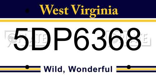 5DP6368 West Virginia License Plate