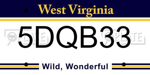 5DQB33 West Virginia License Plate