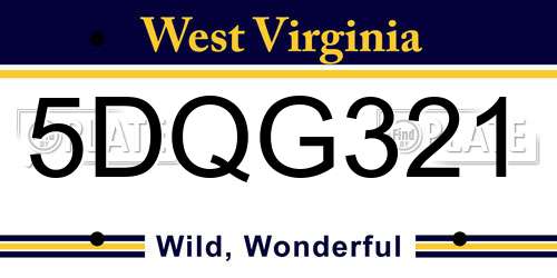 5DQG321 West Virginia License Plate