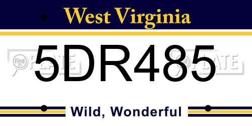 5DR485 West Virginia License Plate