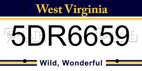 5DR6659 West Virginia License Plate