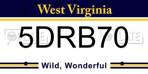 5DRB70 West Virginia License Plate