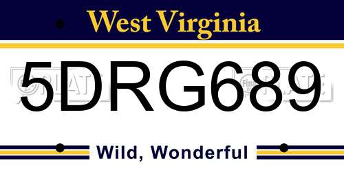 5DRG689 West Virginia License Plate