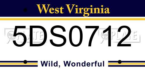5DS0712 West Virginia License Plate