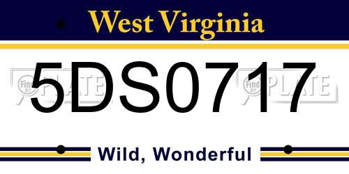5DS0717 West Virginia License Plate