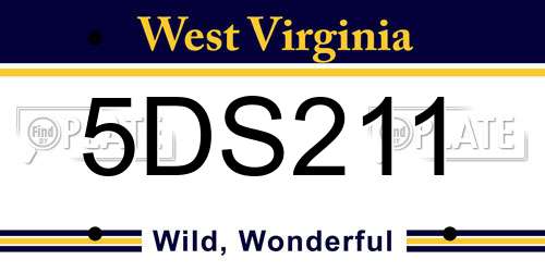 5DS211 West Virginia License Plate