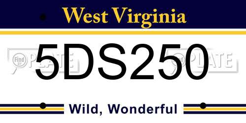 5DS250 West Virginia License Plate