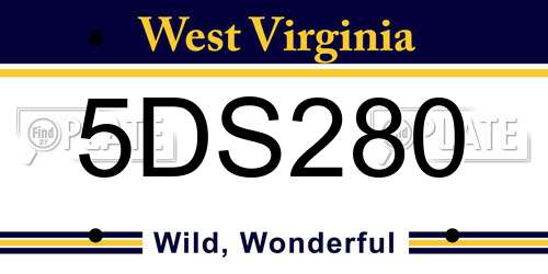 5DS280 West Virginia License Plate