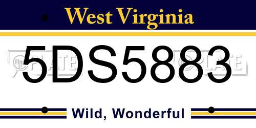 5DS5883 West Virginia License Plate