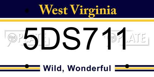 5DS711 West Virginia License Plate