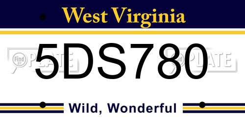 5DS780 West Virginia License Plate