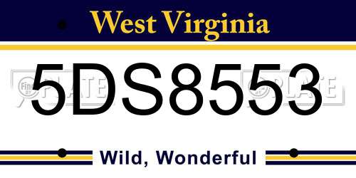 5DS8553 West Virginia License Plate