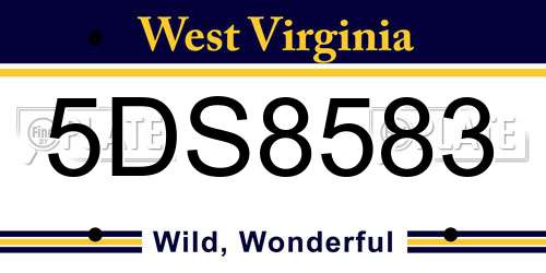 5DS8583 West Virginia License Plate