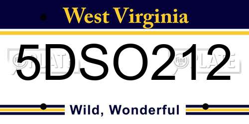 5DSO212 West Virginia License Plate