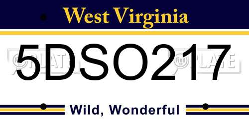 5DSO217 West Virginia License Plate