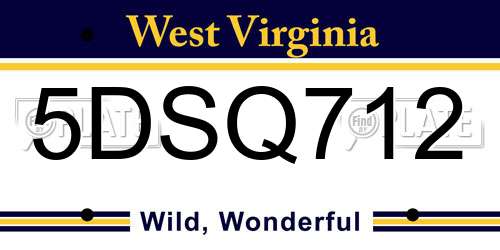 5DSQ712 West Virginia License Plate