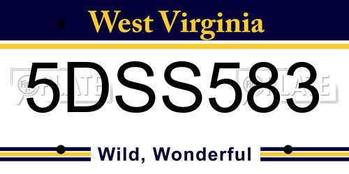 5DSS583 West Virginia License Plate
