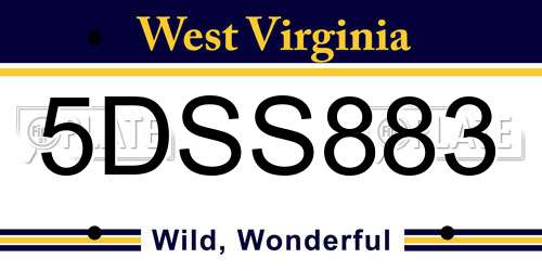 5DSS883 West Virginia License Plate