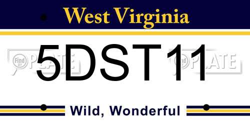 5DST11 West Virginia License Plate