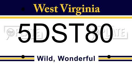 5DST80 West Virginia License Plate