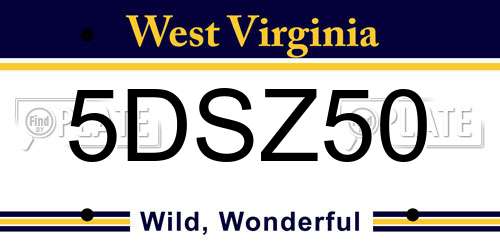5DSZ50 West Virginia License Plate