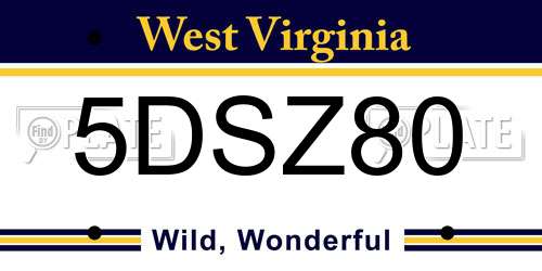 5DSZ80 West Virginia License Plate