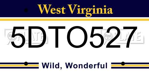 5DTO527 West Virginia License Plate