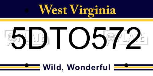 5DTO572 West Virginia License Plate