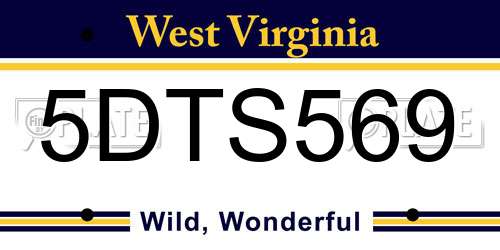 5DTS569 West Virginia License Plate