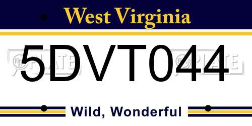 5DVT044 West Virginia License Plate