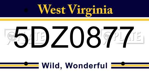 5DZ0877 West Virginia License Plate