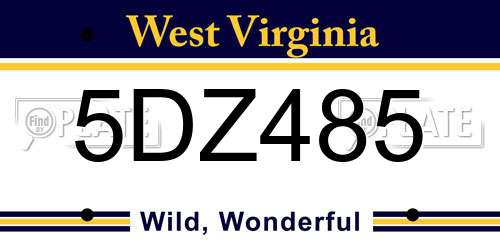 5DZ485 West Virginia License Plate