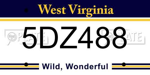 5DZ488 West Virginia License Plate