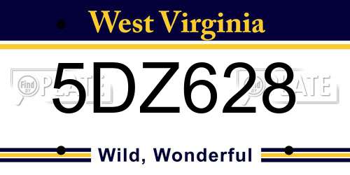 5DZ628 West Virginia License Plate
