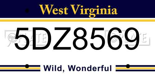 5DZ8569 West Virginia License Plate