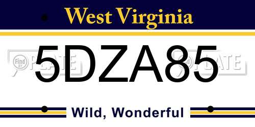 5DZA85 West Virginia License Plate