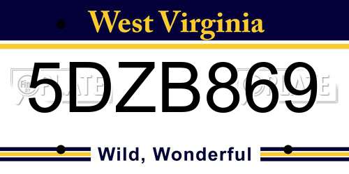 5DZB869 West Virginia License Plate