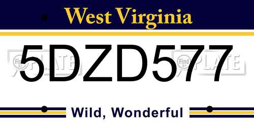 5DZD577 West Virginia License Plate