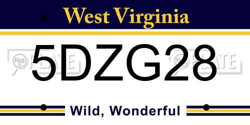 5DZG28 West Virginia License Plate