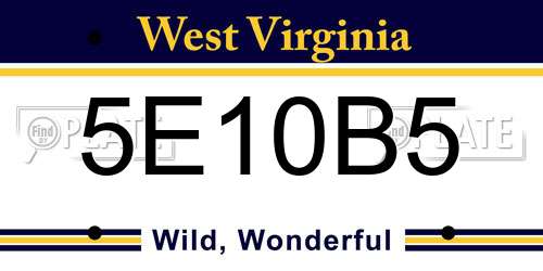 5E10B5 West Virginia License Plate