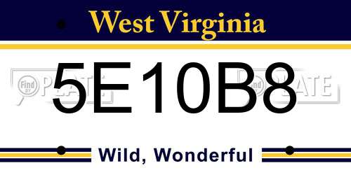 5E10B8 West Virginia License Plate
