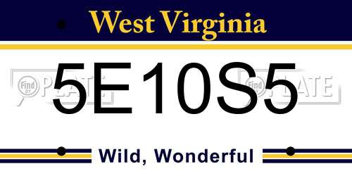 5E10S5 West Virginia License Plate